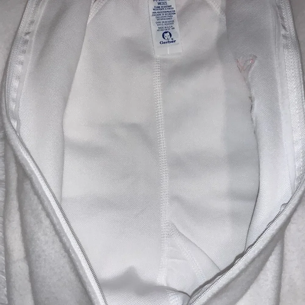 NWT Vintage Gerber Pink White Sleepwear‎ Fleece Zip Up One Piece 6M